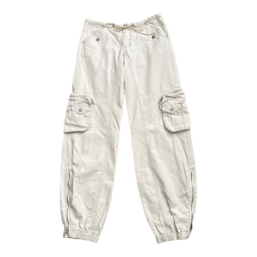 Unionbay Cargo Jogger Pants Womens 5 Khaki Utility Drawstring Zip Ankle Y2K